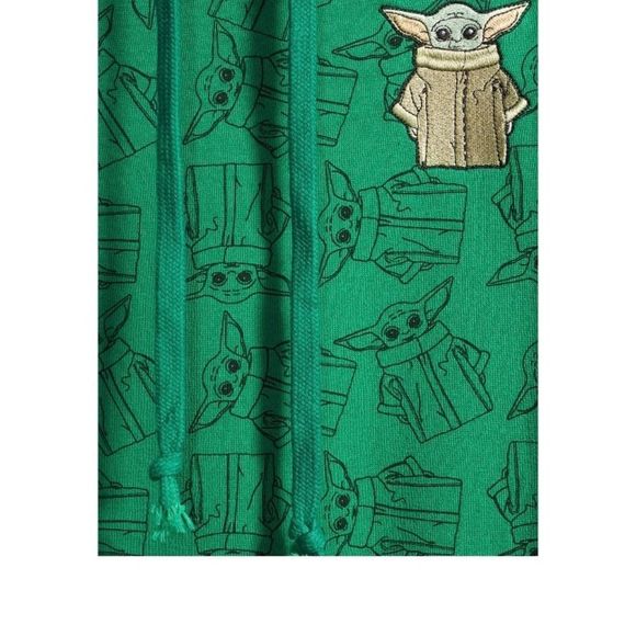 Star Wars the Mandalorian Baby Yoda Green Juniors Thin Swearshirt Hoodie - Picture 4 of 5